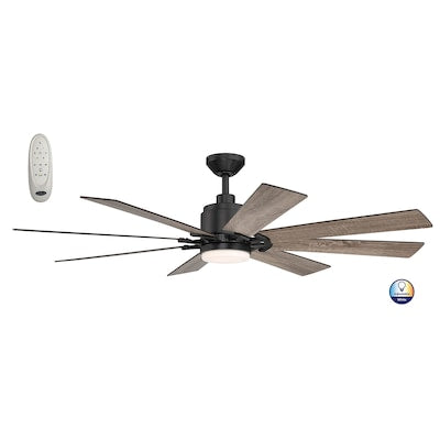 Harbor Breeze Talamore 60-in Matte Black Indoor/Outdoor Downrod or Flush Mount Ceiling Fan with Light and Remote (8-Blade) - $150
