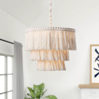 Aiwen 1 -Light White Bohemian/global For Use in Bedrooms, Dining Rooms Chandelier - $60
