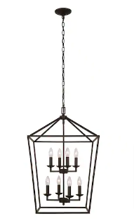 Weyburn 4-Light Bronze Farmhouse Chandelier Light Fixture with Caged Metal Shade - $80