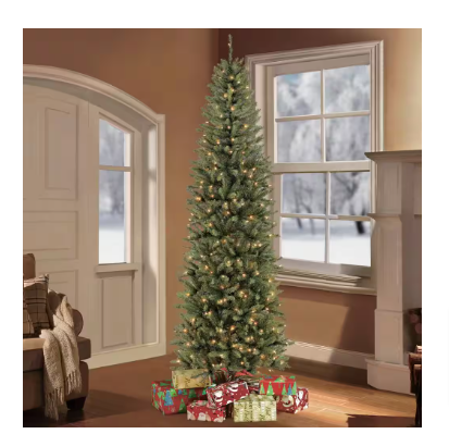 Puleo International 7.5 ft. Pre-Lit Fraser Fir Pencil Tree Artificial Christmas Tree - $100