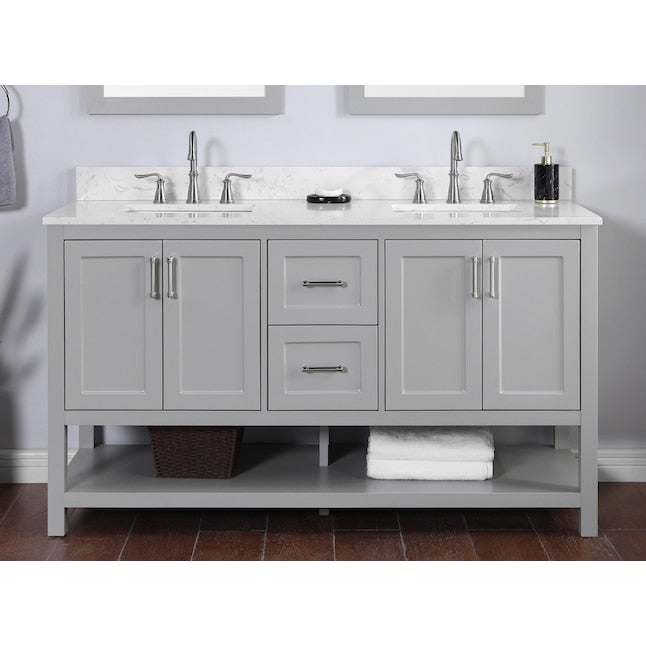 Style Selections Keary 61-in Double Sink Bathroom Vanity (Mirror Included) - $815