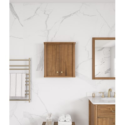 allen + roth Rian 22-in x 24-in x 7-in Walnut Soft Close Bathroom Wall Cabinet - $120