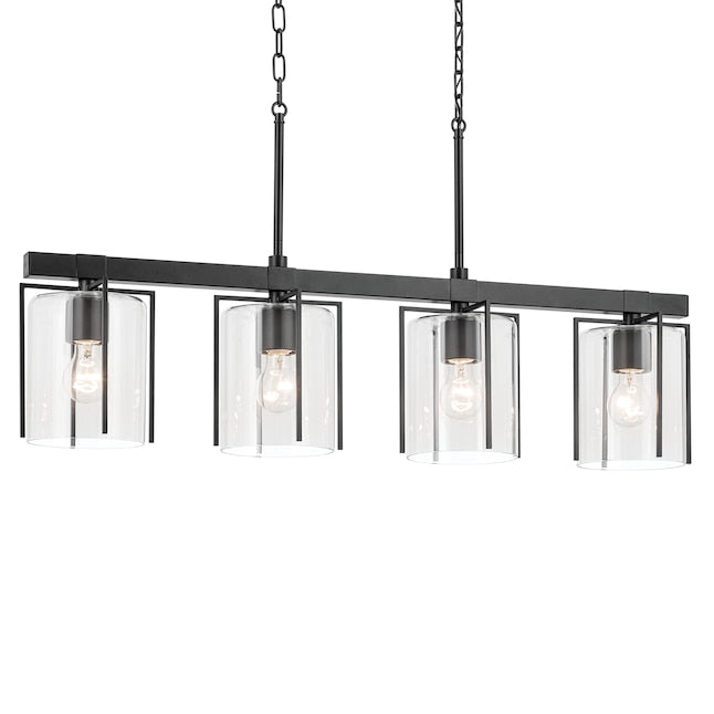 Kichler Birk 4-Light Matte Black Farmhouse Led; Dry rated Chandelier - $160