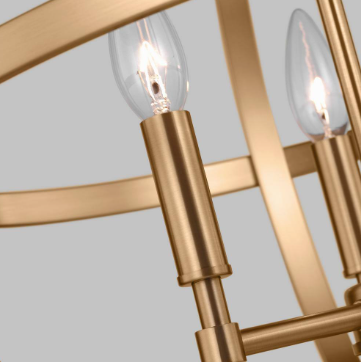 Exmoore 3-Light Satin Brass Craftsman Orb Pendant Light - $115