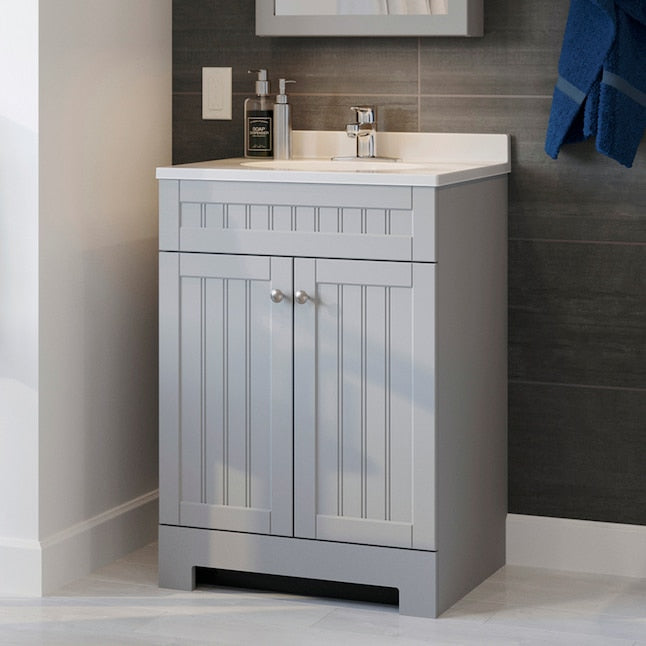 Style Selections Ellenbee 24-in Gray Single Sink Bathroom Vanity with Top - $130