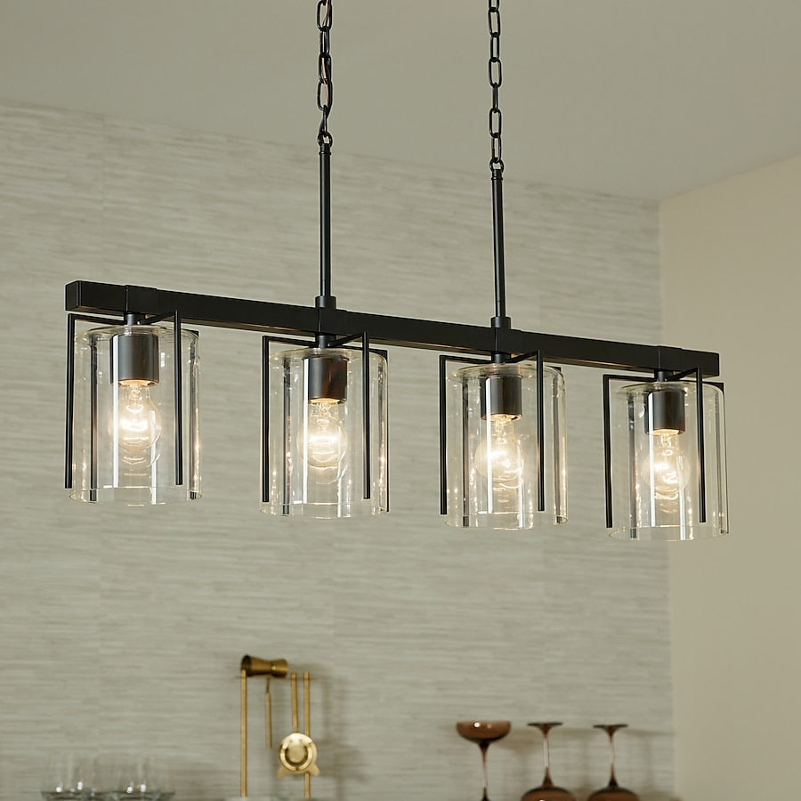 Kichler Birk 4-Light Matte Black Farmhouse Led; Dry rated Chandelier - $160