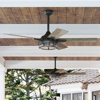Harbor Breeze Summersville 52-in Textured Black Indoor/Outdoor Ceiling Fan with Light and Remote (5-Blade) - $100