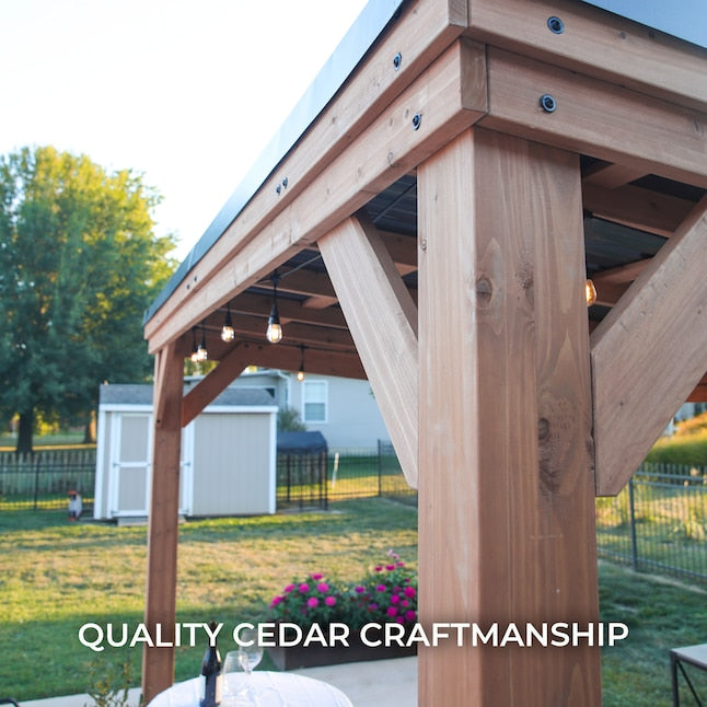 20.1-ft x 9.1-ft Arcadia Rectangle Brown Wood Steel Roof Semi-permanent Gazebo - $1650