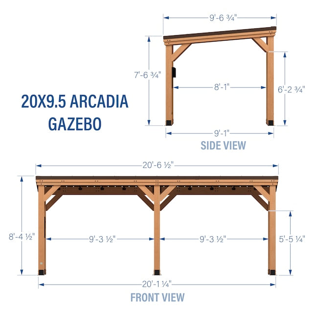 20.1-ft x 9.1-ft Arcadia Rectangle Brown Wood Steel Roof Semi-permanent Gazebo - $1650