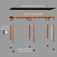 20.1-ft x 9.1-ft Arcadia Rectangle Brown Wood Steel Roof Semi-permanent Gazebo - $1650