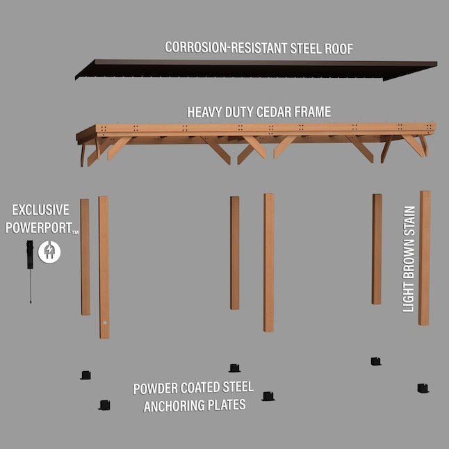 20.1-ft x 9.1-ft Arcadia Rectangle Brown Wood Steel Roof Semi-permanent Gazebo - $1650