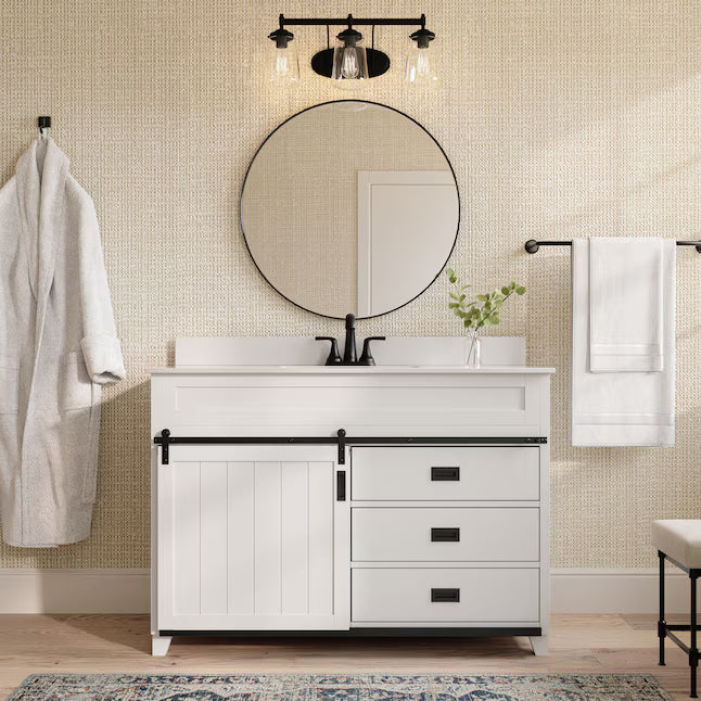 Style Selections Morriston 48-in White Single Sink Bathroom Vanity with  Stone Top - $360