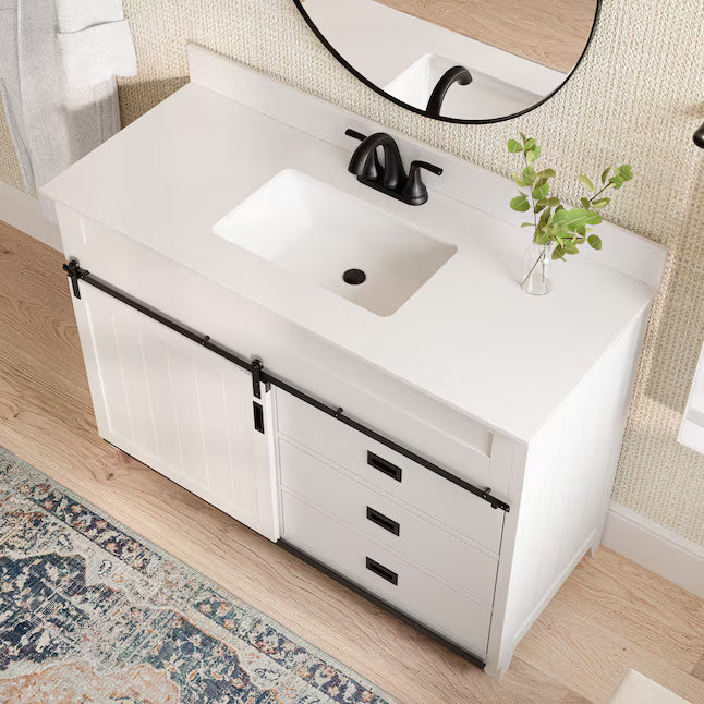 Style Selections Morriston 48-in White Single Sink Bathroom Vanity with  Stone Top - $360