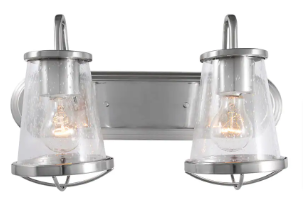 Georgina 18 in. 2-light Brushed Nickel Industrial indoor vanity with Clear Glass Shades - $40
