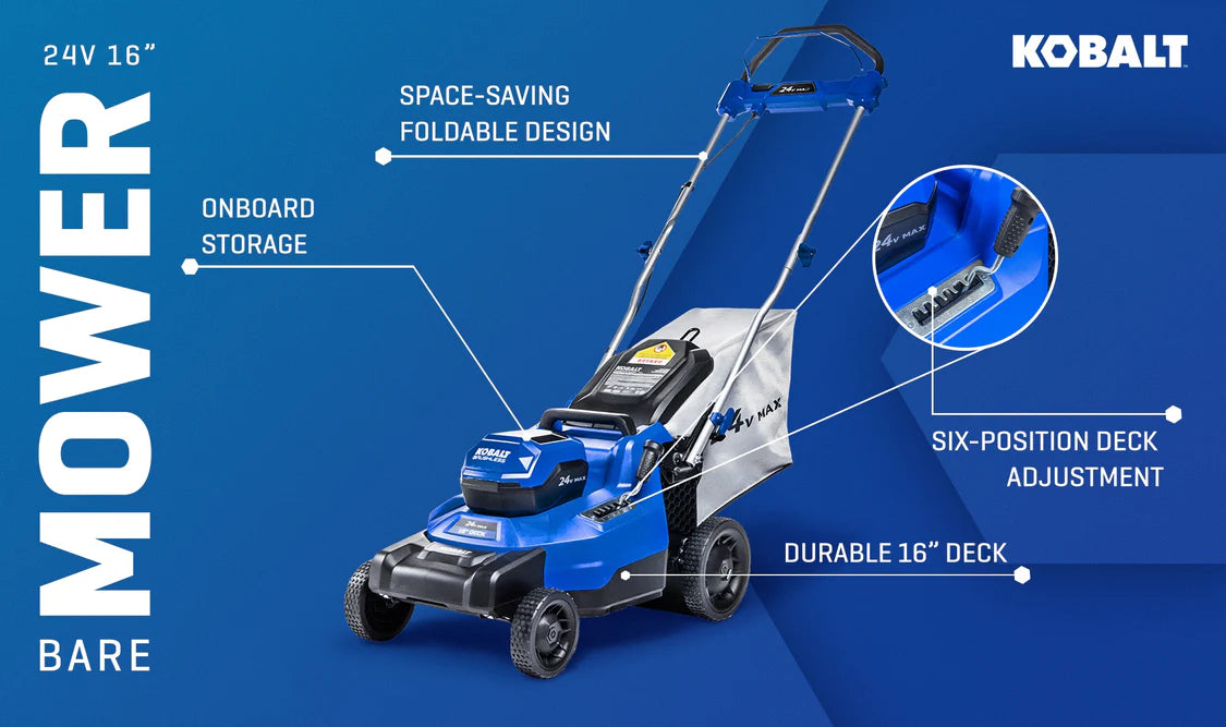 24-volt 16-in Cordless Push Lawn Mower (Battery and Charger Not Included) - $160