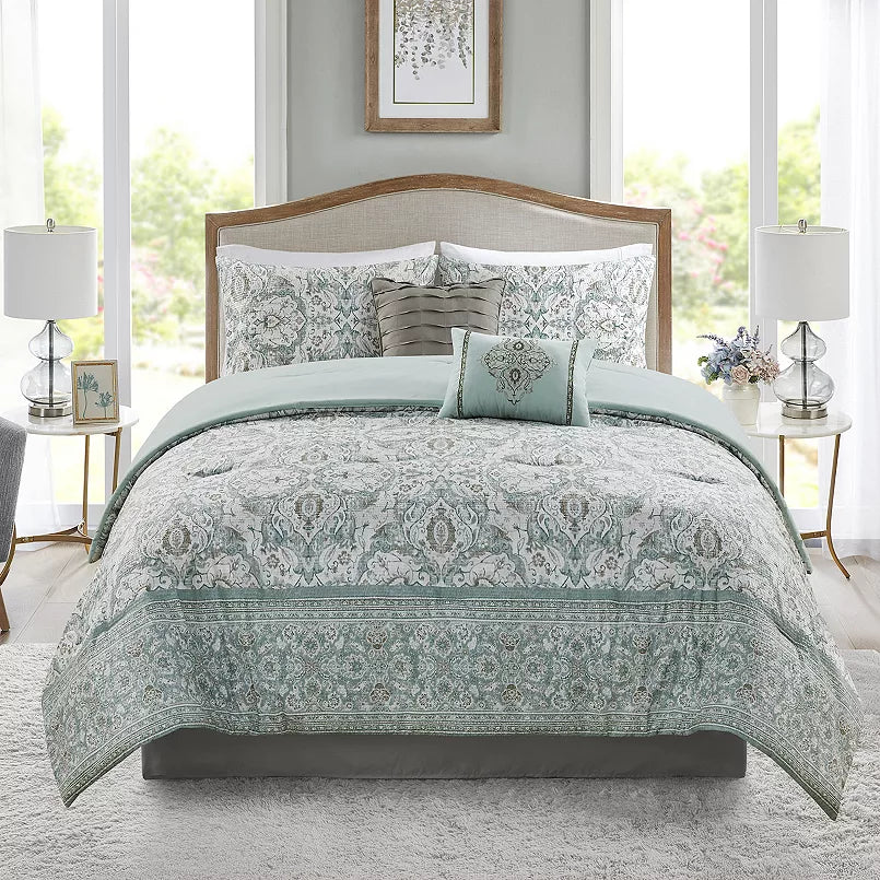 Madison Park Soft Medallion 6-PC Comforter Set With Throw Pillows - $45
