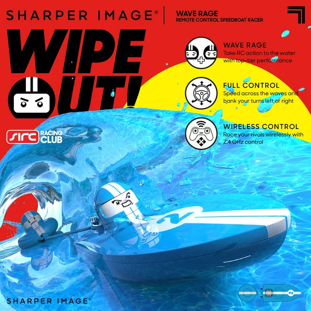 THE SHARPER IMAGE, Wireless Rechargeable Bumper Boat with Tow Rider - Blue - $15