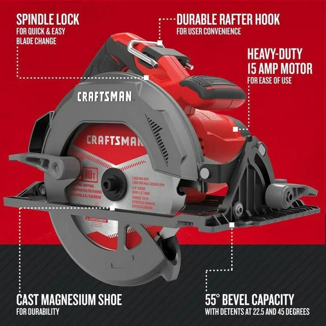 Craftsman 7-1/4 in. 15amps Corded Circular Saw 5500 rpm, Red(Slightly Used) - $50