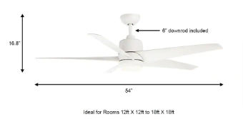 Mena 54 in. White Color Changing LED Indoor/Outdoor Matte White Ceiling Fan - $95