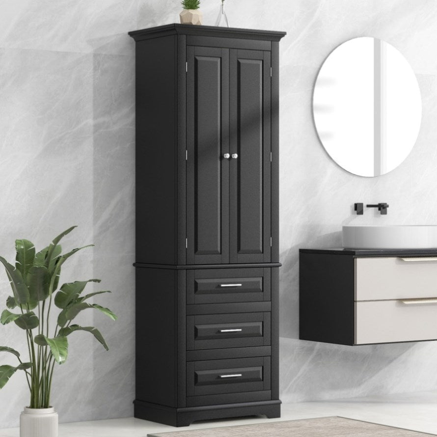 ZNTS Tall Storage Cabinet with Three Drawers for Bathroom/Office, Black WF299282AAB - $155