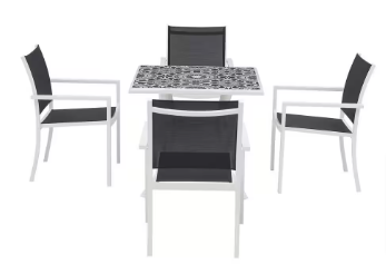 StyleWell Marivaux Black and White Outdoor Patio Black Sling Chairs (Chairs Only) - $90