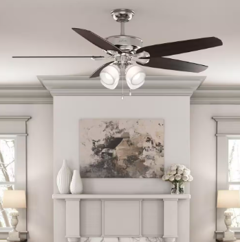 Channing 60 in. LED Indoor Brushed Nickel Ceiling Fan with Light Kit - $120