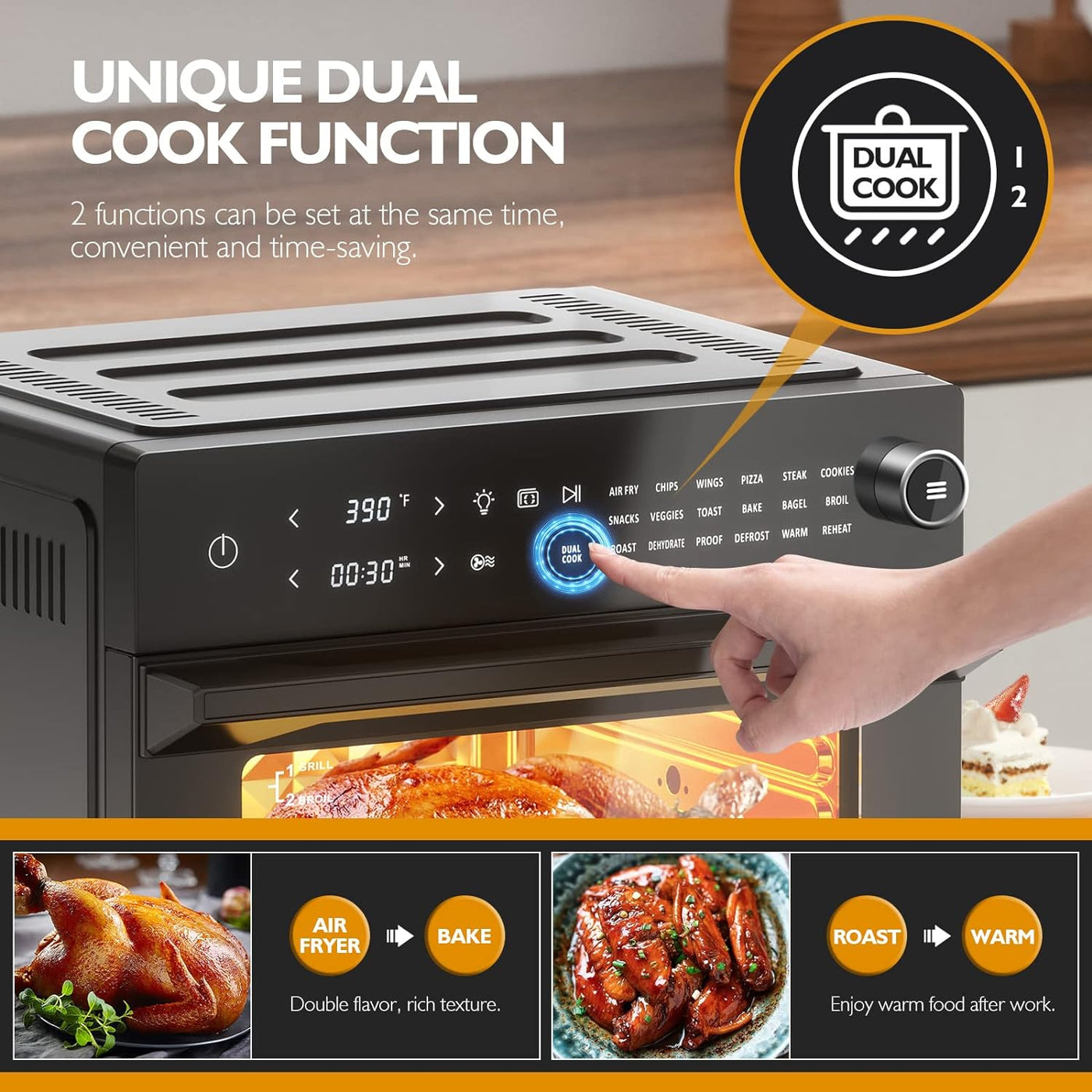 Air Fryer Toaster Oven Combo 12 Functions Smart 30L Large