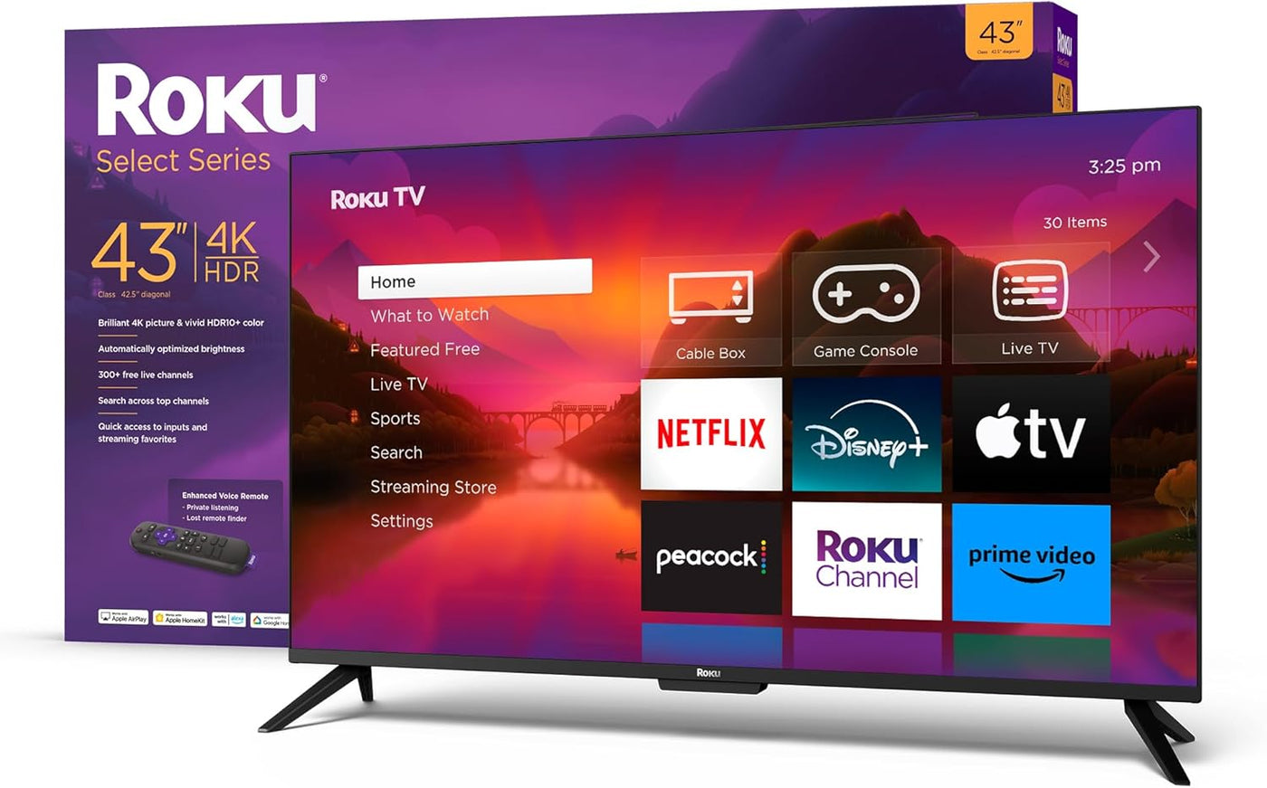 Roku Smart TV – 43-Inch Select Series 4K HDR RokuTV with Roku Enhanced Voice Remote - $150