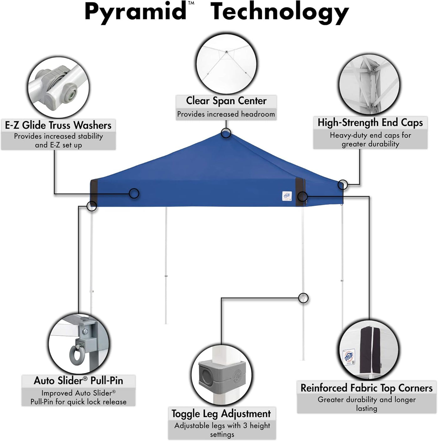 E-Z UP Pyramid Instant Shelter Canopy, 10' x 10' with Wide-Trax Roller Bag - $180