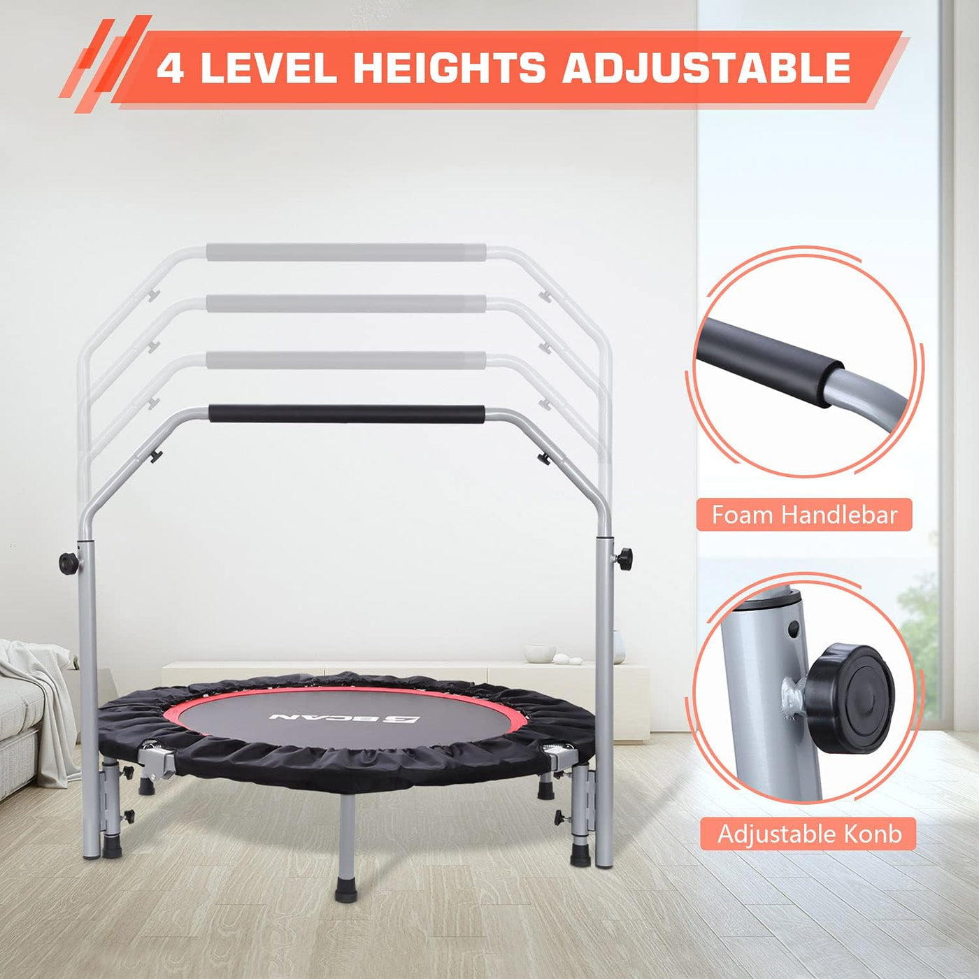 BCAN 40/48" Foldable Mini Trampoline Max Load 330lbs/440lbs, Fitness Rebounder - $70