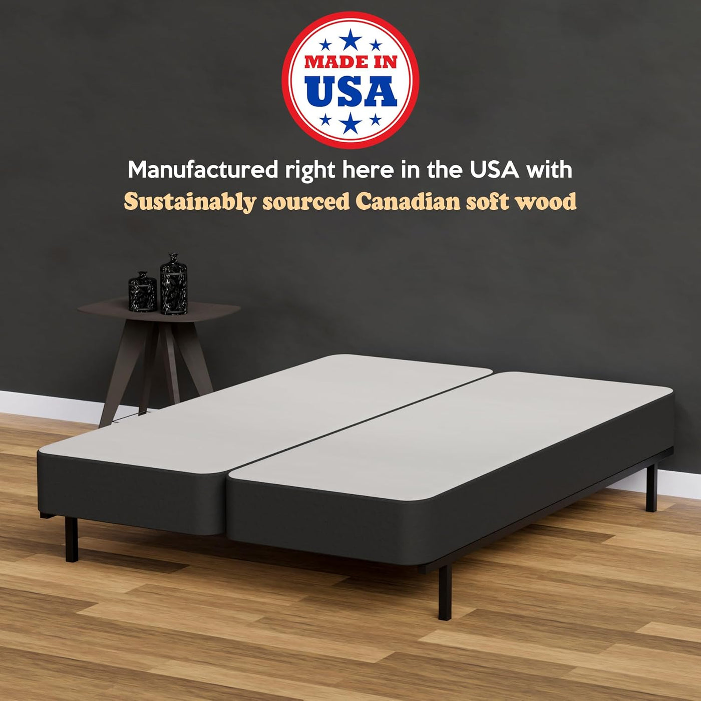 8-Inch Sturdy Split Box Spring for Mattress Support-Durable for Queen, Black - $170