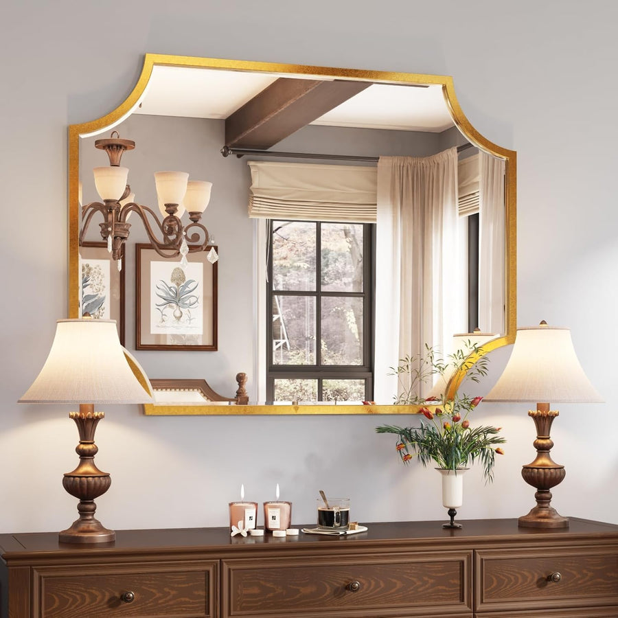 Kelly Miller 30"x40" Large Gold Bathroom Mirror for Wall, Gold Vanity Mirror - $110