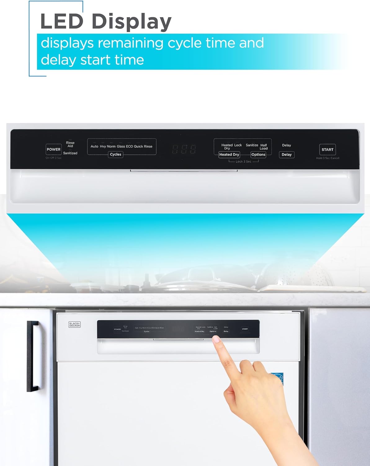BLACK+DECKER 24" Built-In Dishwasher, 12-Place Setting Capacity - $300