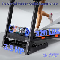 3.5 HP Treadmill with Auto Incline, Heavy Duty 15% Incline, 300 lb Weight Capacity - $260