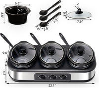 Triple Slow Cooker, 3 X 1.5QT Mini Individual Pots, Stainless Steel - $55