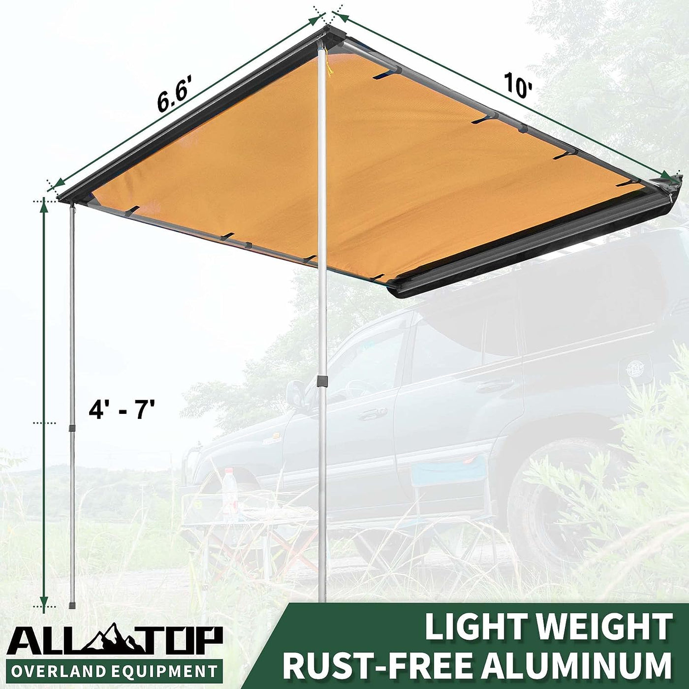 ALL-TOP Vehicle Awning 6.6'x10' Rooftop Pull-Out Retractable 4x4 - $125
