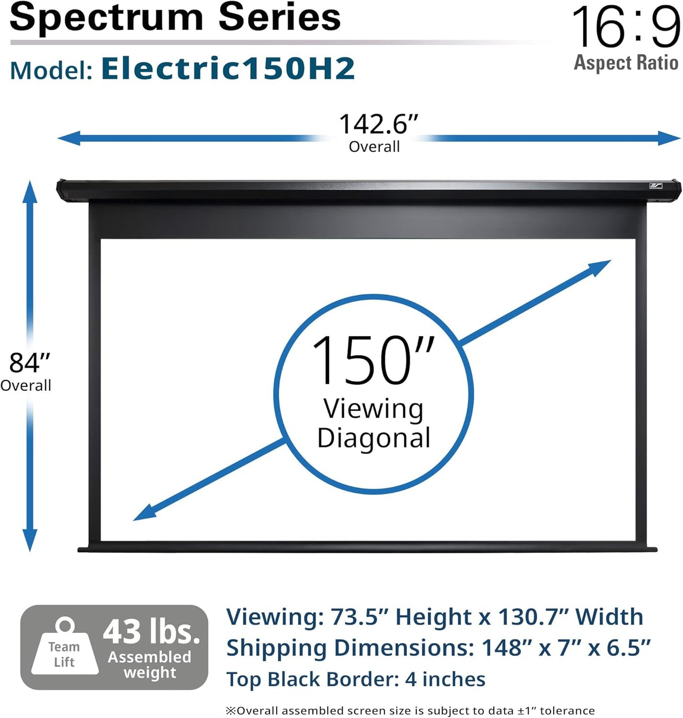 Projector Screen Elite Screens Spectrum, 150-INCH Diag 16:9 - $620