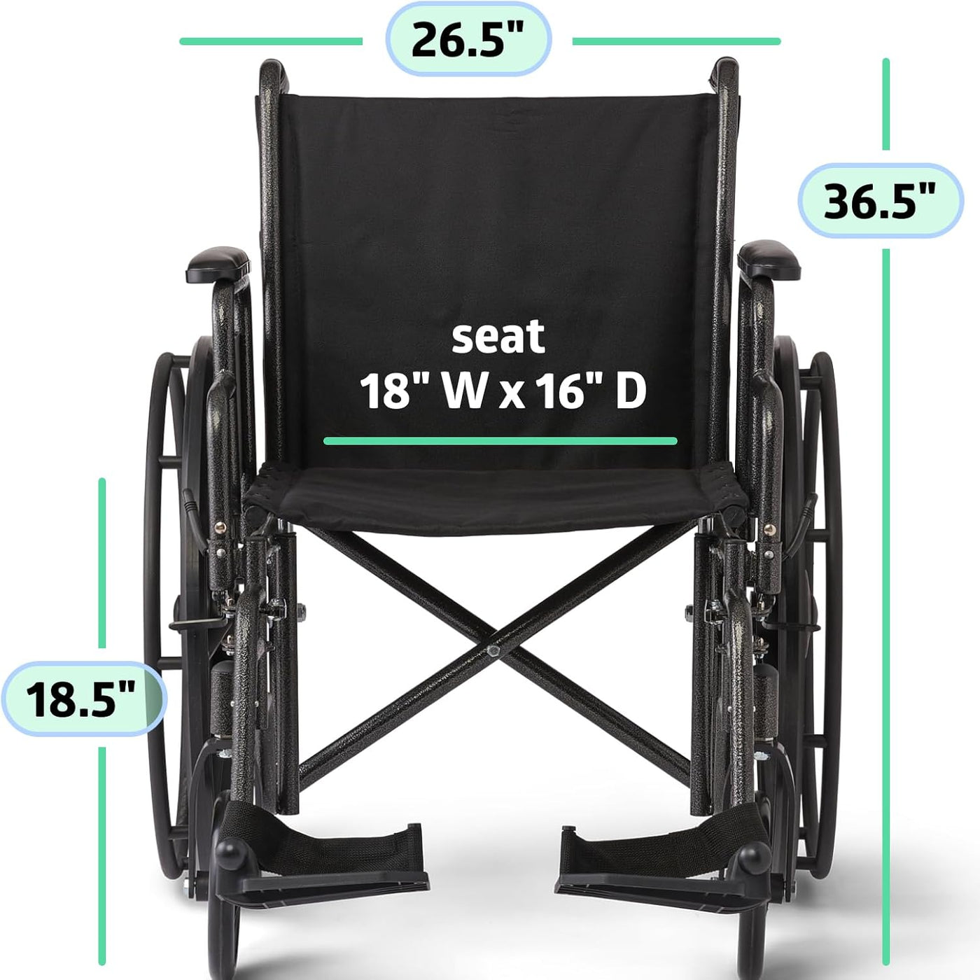 Medline Comfortable Folding Wheelchair, 18”W x 16X”D Seat - $90