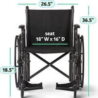 Medline Comfortable Folding Wheelchair, 18”W x 16X”D Seat - $90