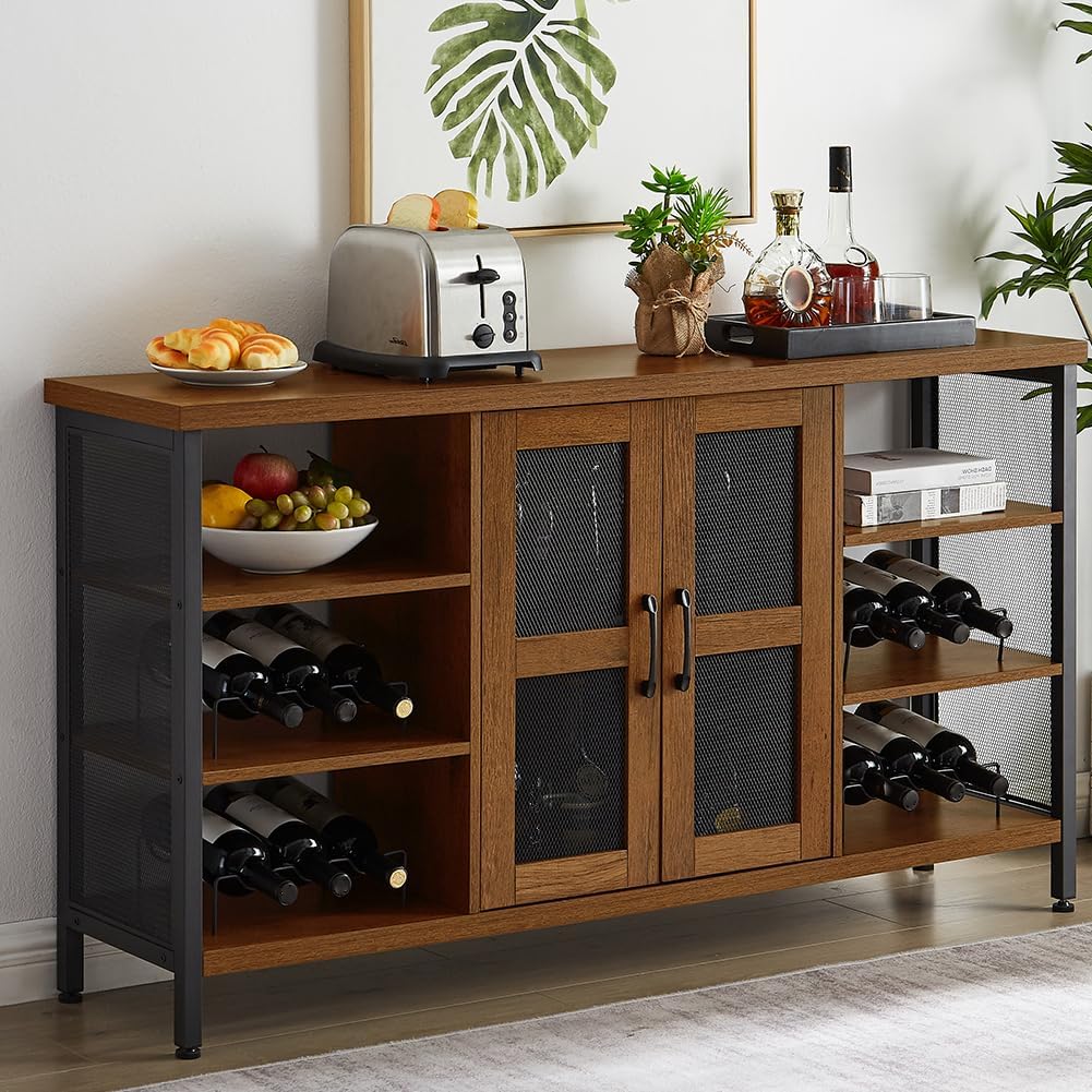 Industrial Wine Bar Cabinet Coffee Bar Cabinet for Liquor Glasses - $165