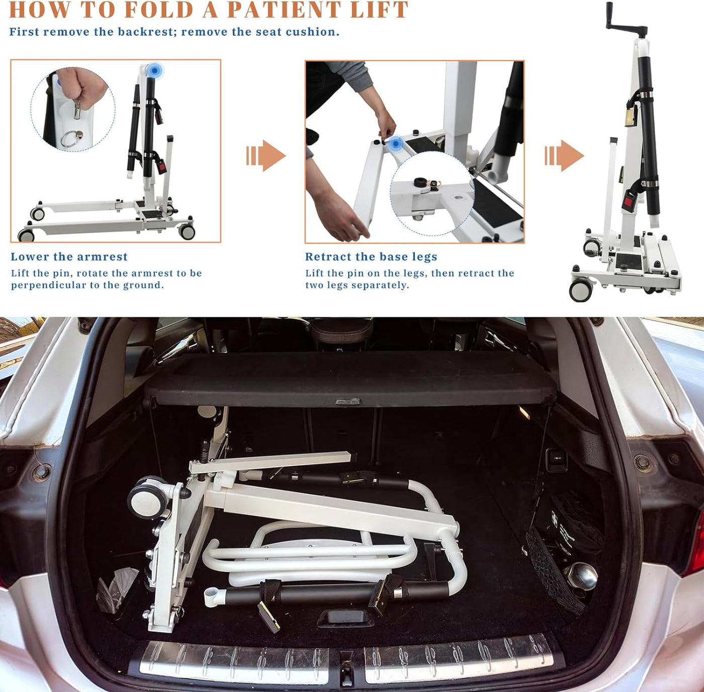 Patient Lift Wheelchair, Adjustable Patient Lift Transfer Chair w/ Upgrade Cushion - $320