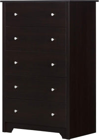 South Shore Vito Collection 5-Drawer Dresser, Chocolate with Matte Nickel Handles - $100