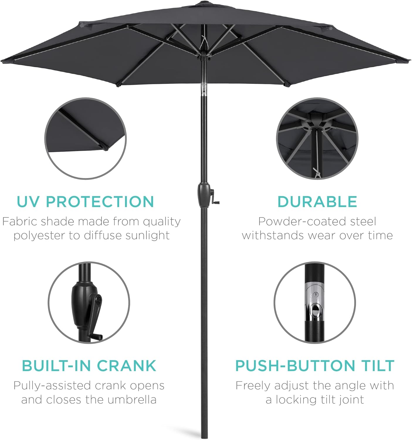 Best Choice Products 7.5ft Heavy-Duty Round Outdoor Market Table Patio Umbrella - $30