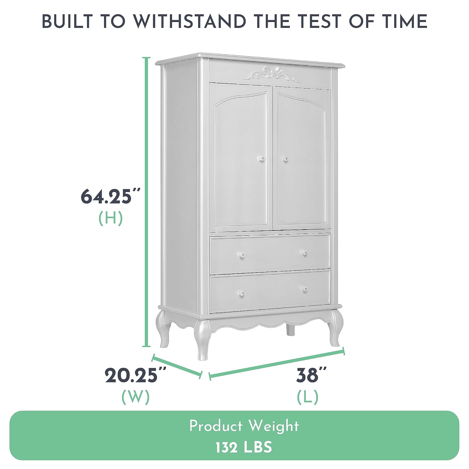 Evolur Aurora Armoire Queen Akoya Grey Pearl Silver Mist 580 DISCOUNT BROS