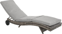Outsunny Rattan Outdoor Chaise Lounge Chair with Grey Cushions - $135