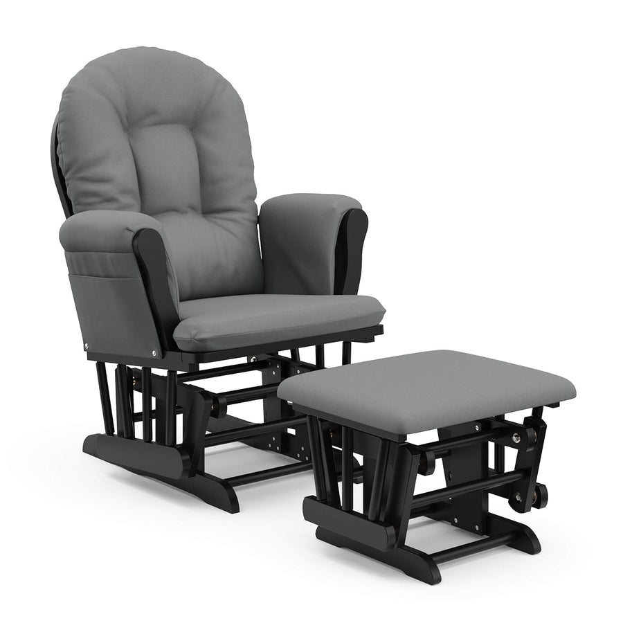 Storkcraft Premium Hoop Glider and Ottoman (Black Base, Gray Cushion) - $85