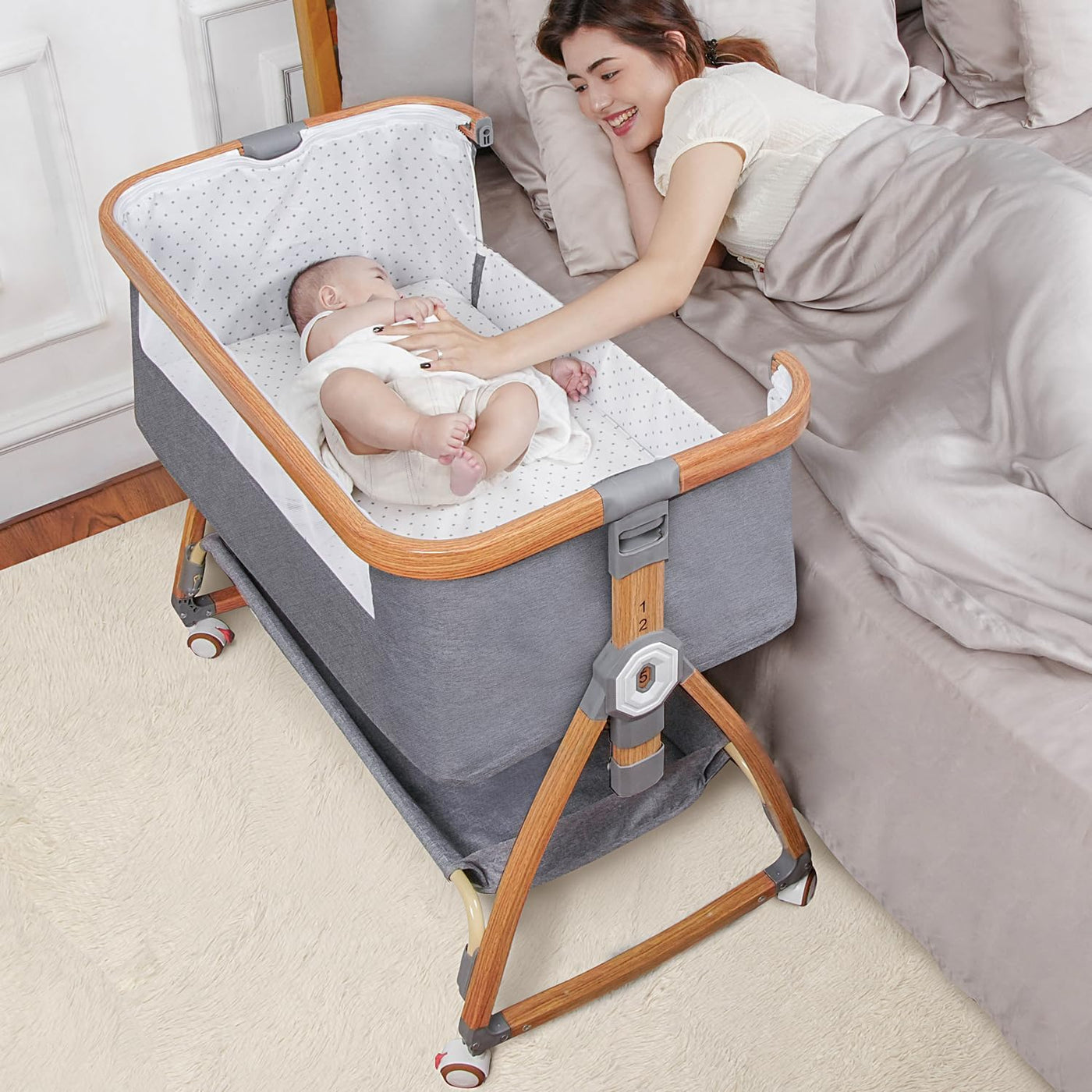 Baby Bassinet, Bedside Bassinet for Baby, 6 Height Adjustable Baby Bed - $85