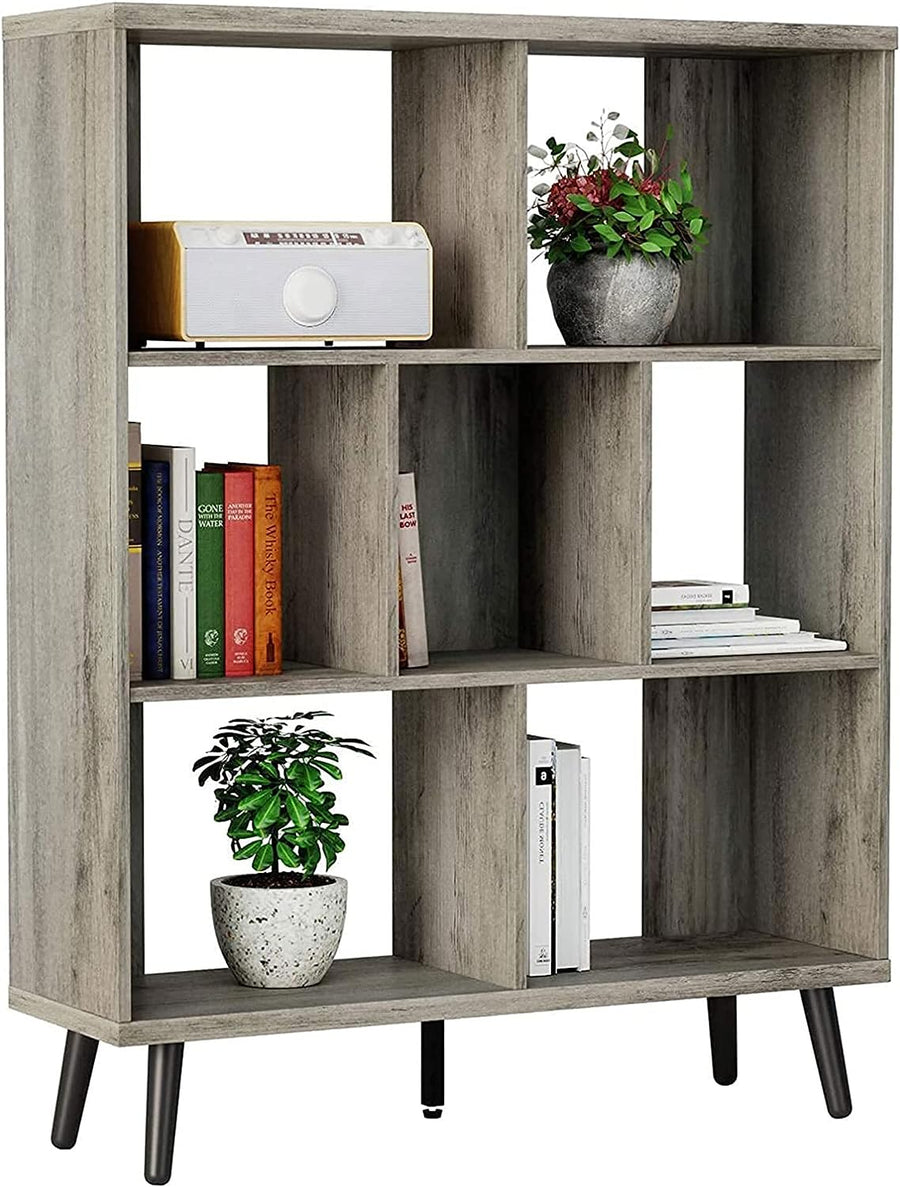 Bestier Mid Century Bookshelf Modern Bookcase 7 Cube Storage Organizer - $105
