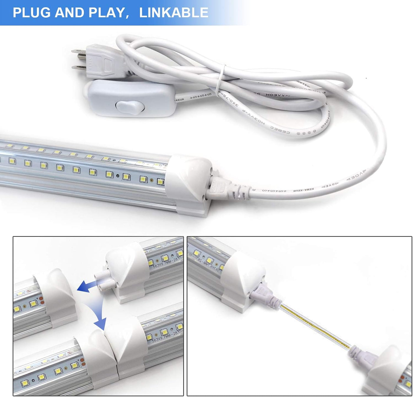 10-Pack 8ft LED Shop Light Fixture - 90W T8 Integrated LED Tube Light - $90