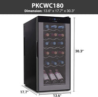 Nutrichef 18 Bottle Slim Wine Fridge | Red & White Wine Chiller, 30x13x17 IN - $185